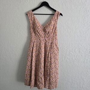 eShakti V Neck Ditsy Floral Retro 70s Pockets Coastal Cottagecore Cotton Dress